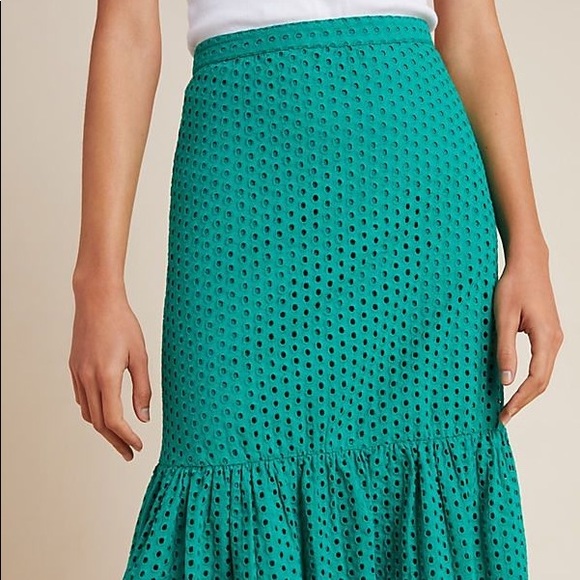 Anthropologie Aja green eyelet skirt - Picture 7 of 13